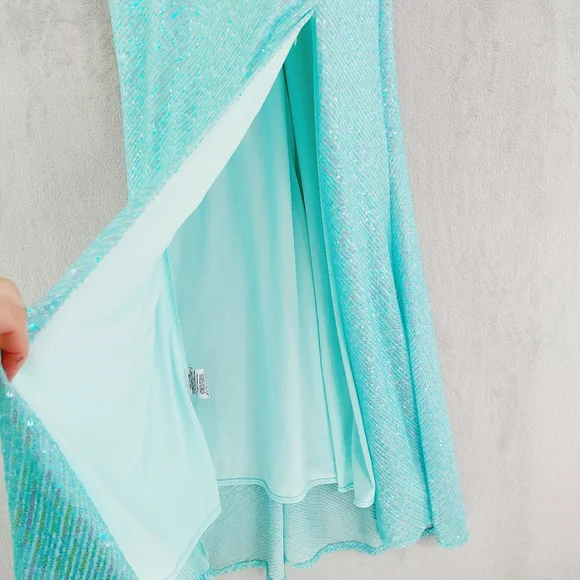 New MORGAN & CO. Aqua Marine Spaghetti Straps Evening/Cocktail Maxi Dress P6106 - Picture 5 of 12